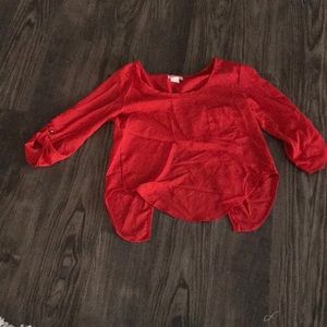 Red blouse perfect for the holiday season.